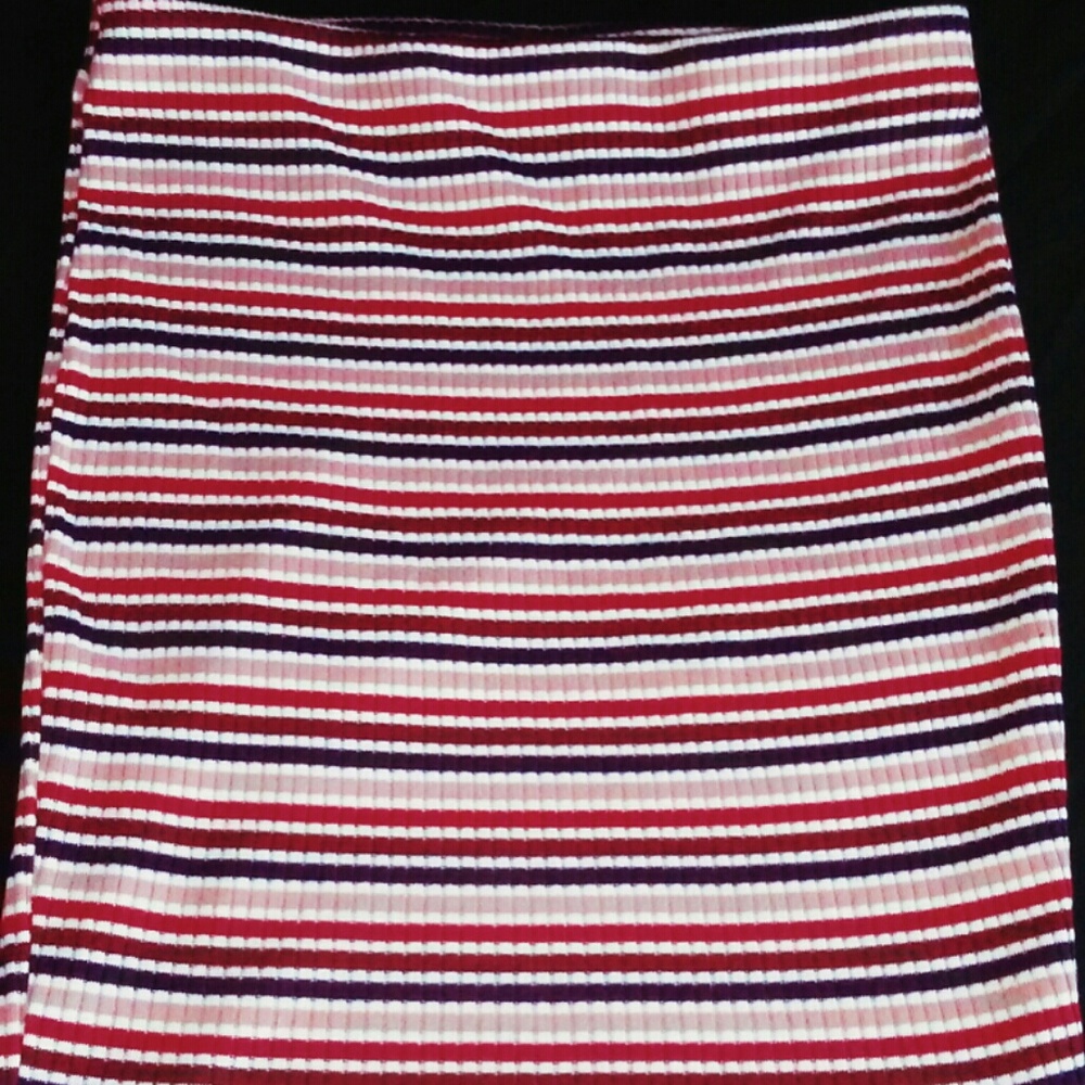 Red/Pink Striped Mini Skirt